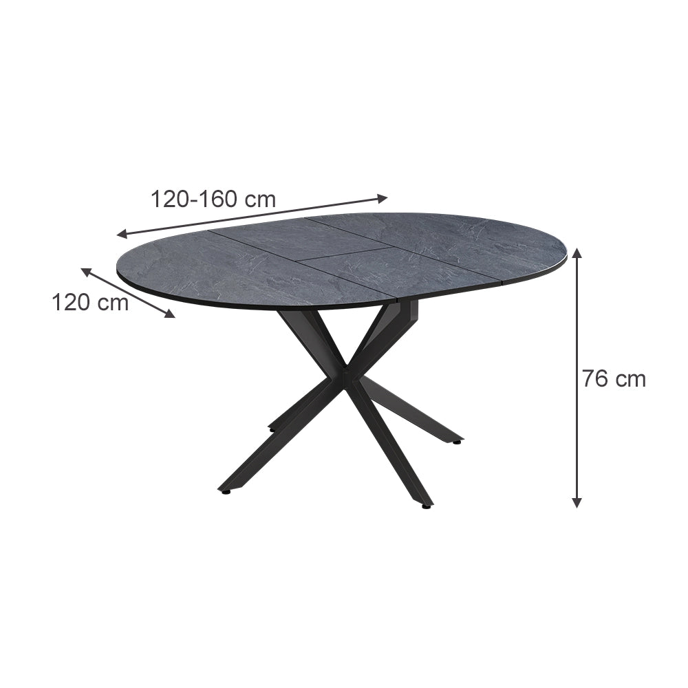 Tavolo da pranzo allungabile Loyd Antracite/Nero 120 x 120 cm Estensibile Vicco
