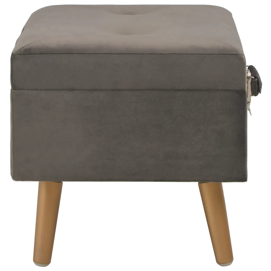 Sgabelli con Contenitore 3 pz in Velluto Grigio 329256