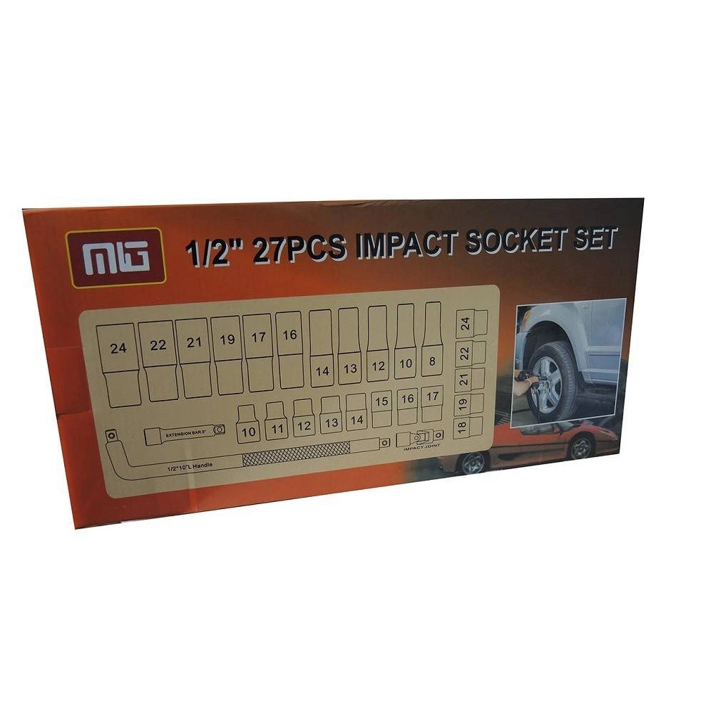 Trade Shop - Kit 27 Bussole/boccole Adattatore Rinforzate Per Avvitatore Pneumatico Da 1/2" -