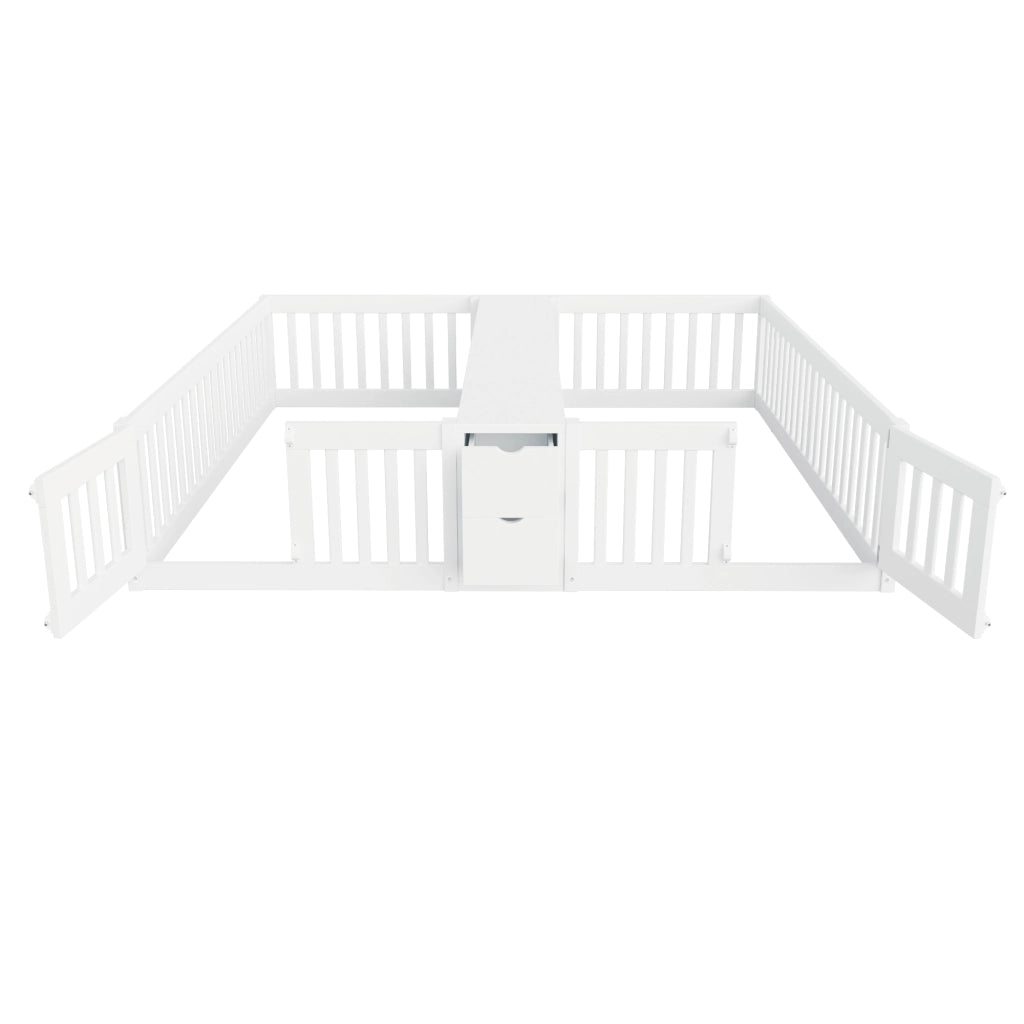 LETTO Doppio 90x200 cm in legno bianco con scaffale e 2 cassetti