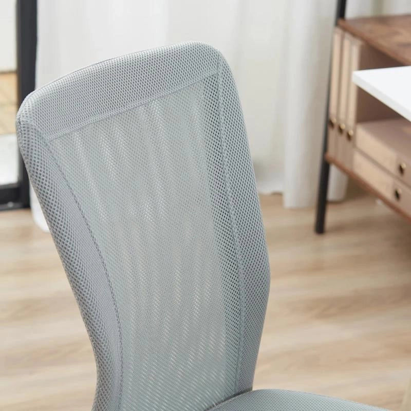 SEDIA DA UFFICIO ERGONOMICA SENZA BRACCIOLI IN TESSUTO A RETE, ALTEZZA REGOLABILE E 5 RUOTE, GRIGIO