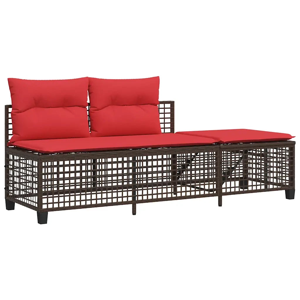 Set divano angolare da giardino a 3 pz con Cuscini in Polyrattan Marrone 365451