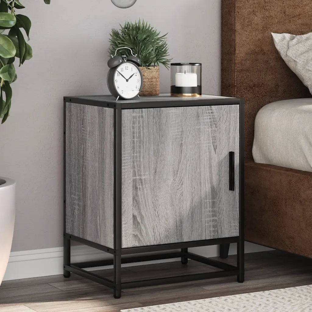 Comodini 2pz Grigio Sonoma 40x31x50cm Legno Multistrato Metallo 848716