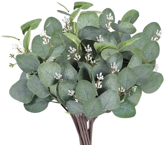 Decorazione con Eucalipto Artificiale 12 Pezzi Eucalipto Finto Pianta in Bambù Foglie Decorazione Verde per Decorazioni di Matrimonio