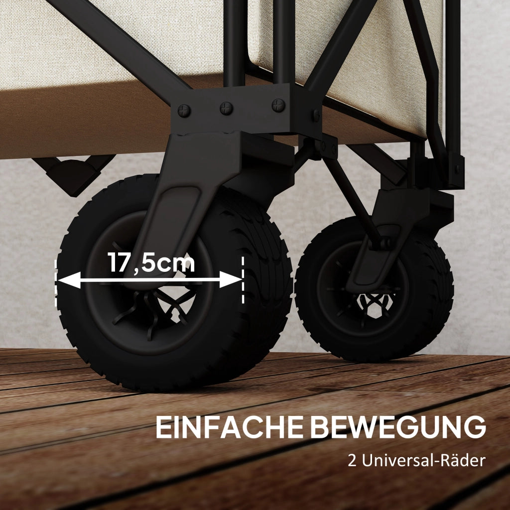 Carrello da Giardino Pieghevole con Piano Esterno ¨C Zephmum ¨C Beige 90x48x92 cm