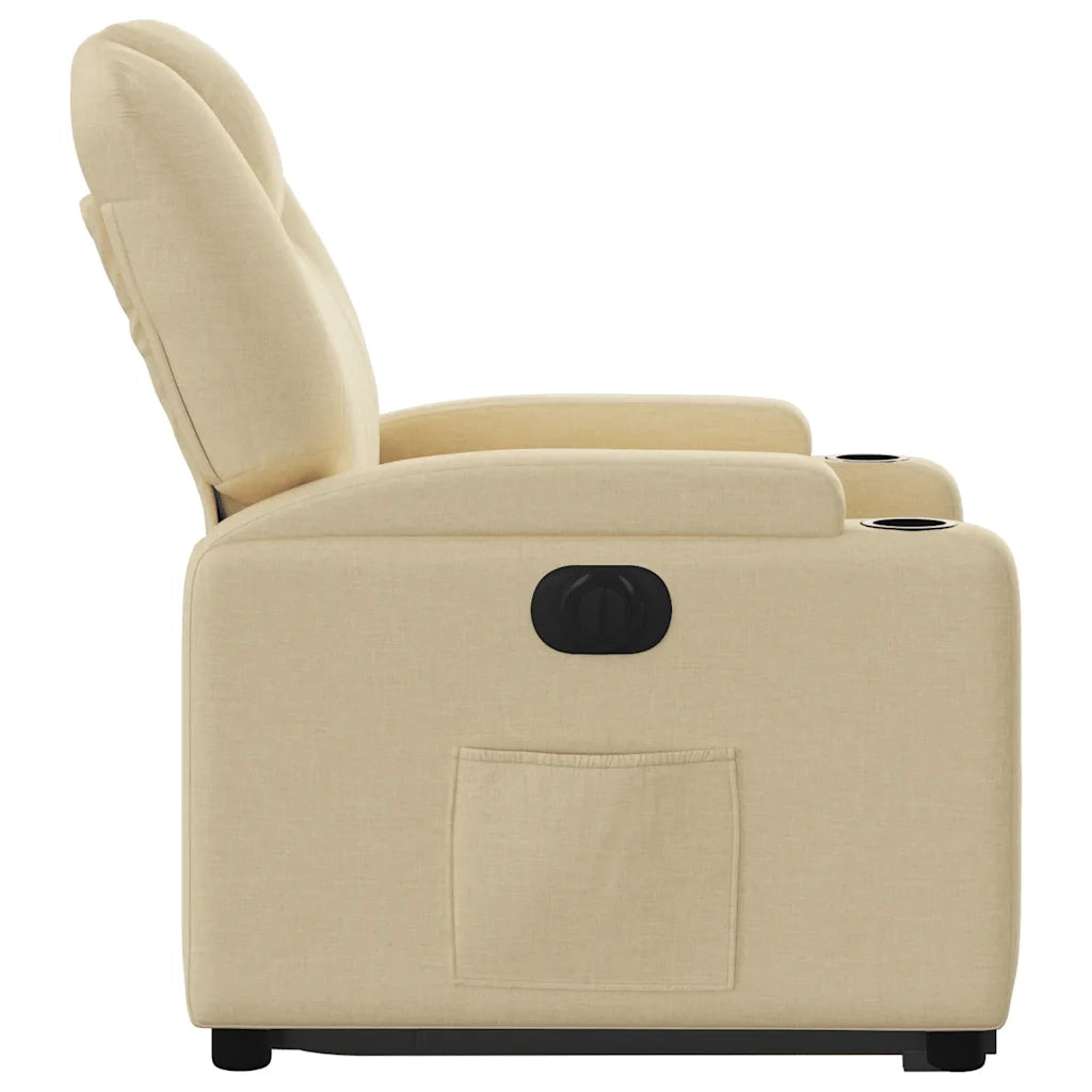 Poltrona Alzapersona Reclinabile Elettrica Crema in Tessuto 3204401