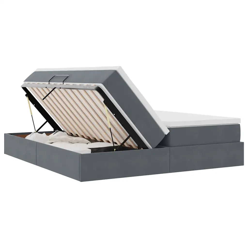 Letto con contenitore e materasso Grigio scuro 180 x 200 cm