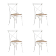 Set 4 sedia cross bistrot shabby vintage bianco olmo seduta rivestita rattan naturale modello x4 - Mobili 2G