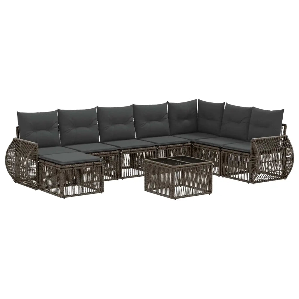 Set Divano da Giardino 9 pcs Grigio e Grigio Scuro polyrattan 3435512