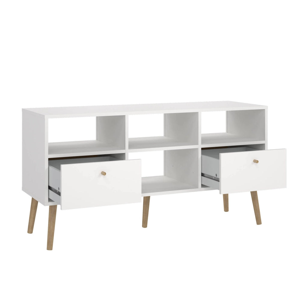 Mobile porta TV Conte, Credenza da soggiorno, Armadio basso per TV, Base parete attrezzata, 117x39 h61 cm, Bianco