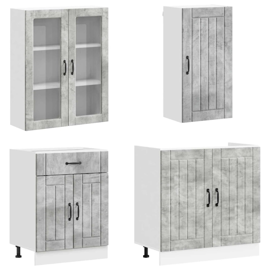 Unità Cucina LUCCA 8 pcs Grigio Cemento Legno ingegnerizzato 3438146