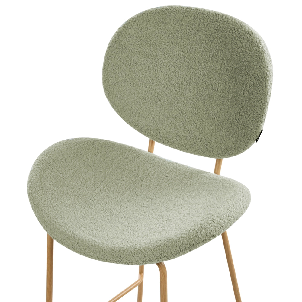 Set di 2 sedie con gambe senza braccioli Bouclè PU Gambe in ferro nero Design contemporaneo e retrò Sedute per la sala da pranzo verde chiaro