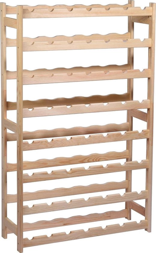 Etichetta verde 29711FSCe vinotheca in legno massello 56 bottiglie - non trattato - kit da assemblaggio - vino per cantina e cucina - 72 x 25 x 1175 - naturale
