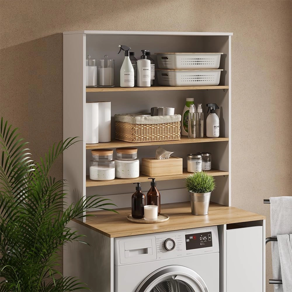 mobile bagno Viktor, Bianco/Artisan, 93.6 x 100.4 cm con ripiani aperti, da montare a parete per spazio aggiuntivo nel bagno