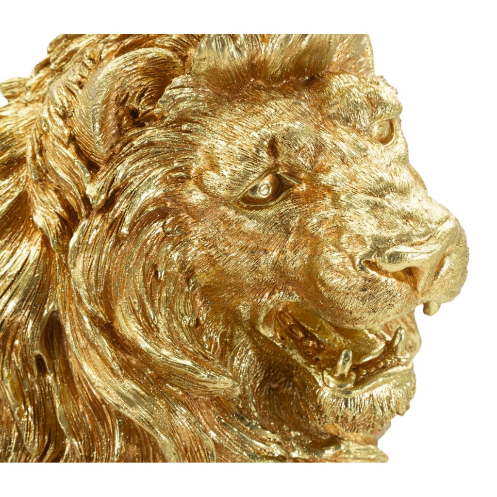 Scultura Leone 2, Oro, Poliresina, 45x29x55 cm