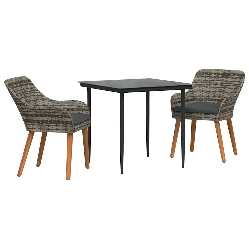 Set da Pranzo per Giardino con cuscino 3 pcs Grigio polyrattan 3261677