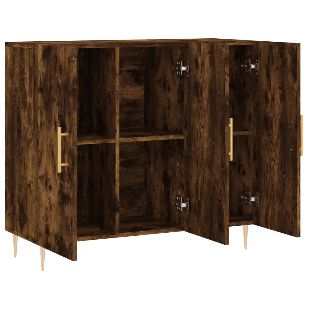 Credenza Rovere Fumo 90x34x80 cm in Legno Multistrato 828097