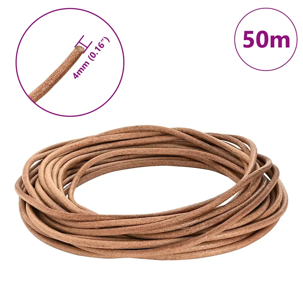 Cordino in Pelle Marrone Ø4 mm x 50 m Pelle 42022029