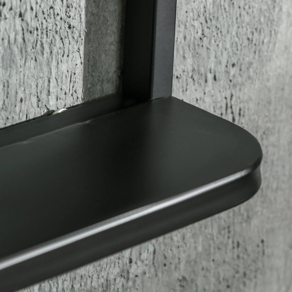 Specchio da parete con mensola 70x50cm, moderno, elegante, rettangolare, nero, per soggiorno e corridoio.