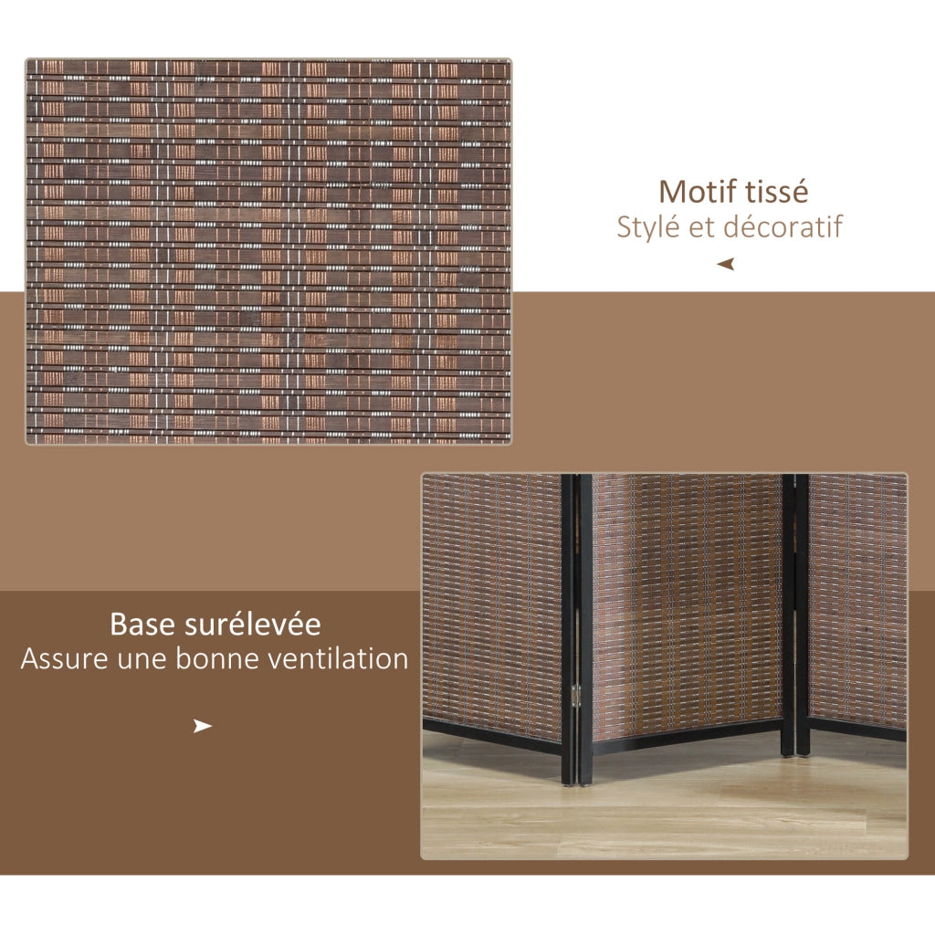 Paravento a 4 pannelli in legno separatore di ambiente pieghevole ¨C zephmum ¨C marrone 180x180 cm