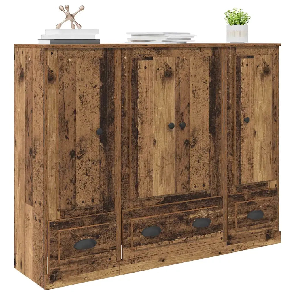 Credenza con cassetto 3 pz-Set di 3 Buffet-Armadio da cucina Legno vecchio Legno multistrato 871518