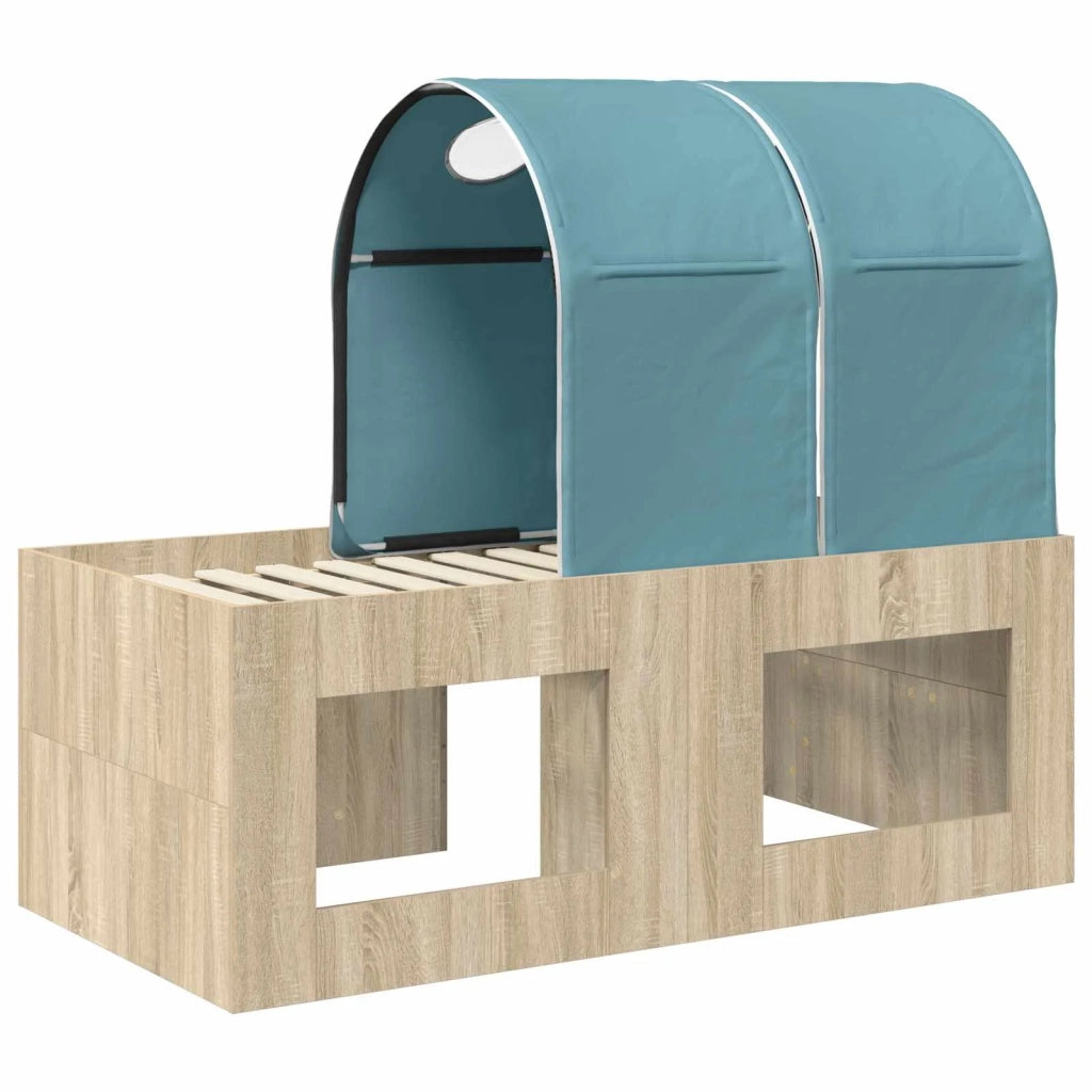 Letto con Tunnel 3 pz Rovere Artigianale e Blu Chiaro 3423516
