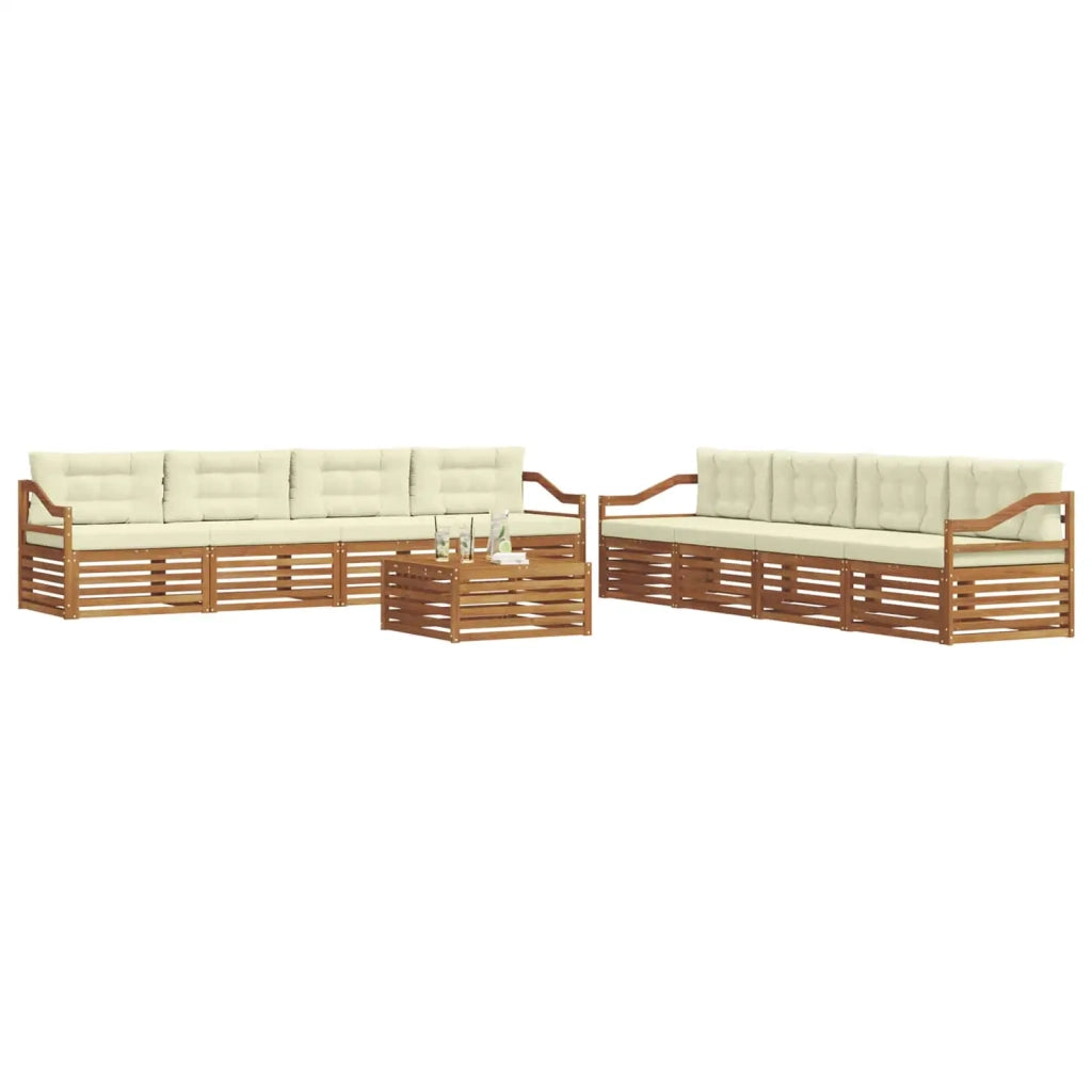 Set di divani da esterno con cuscino 9 pcs Naturale e Crema