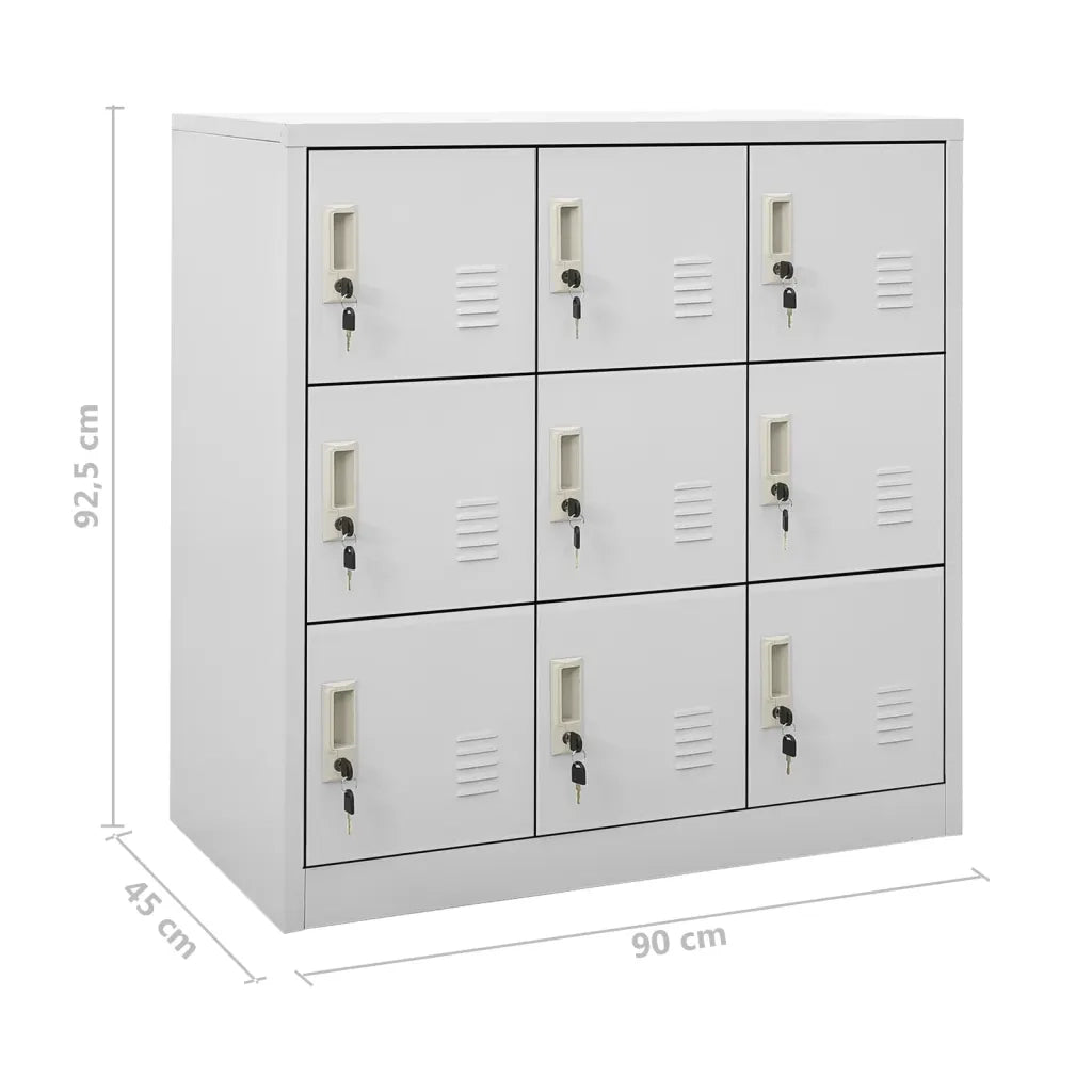 Armadietti con Chiave 2 pz Grigio Chiaro 90x45x92,5 cm Acciaio 3095239