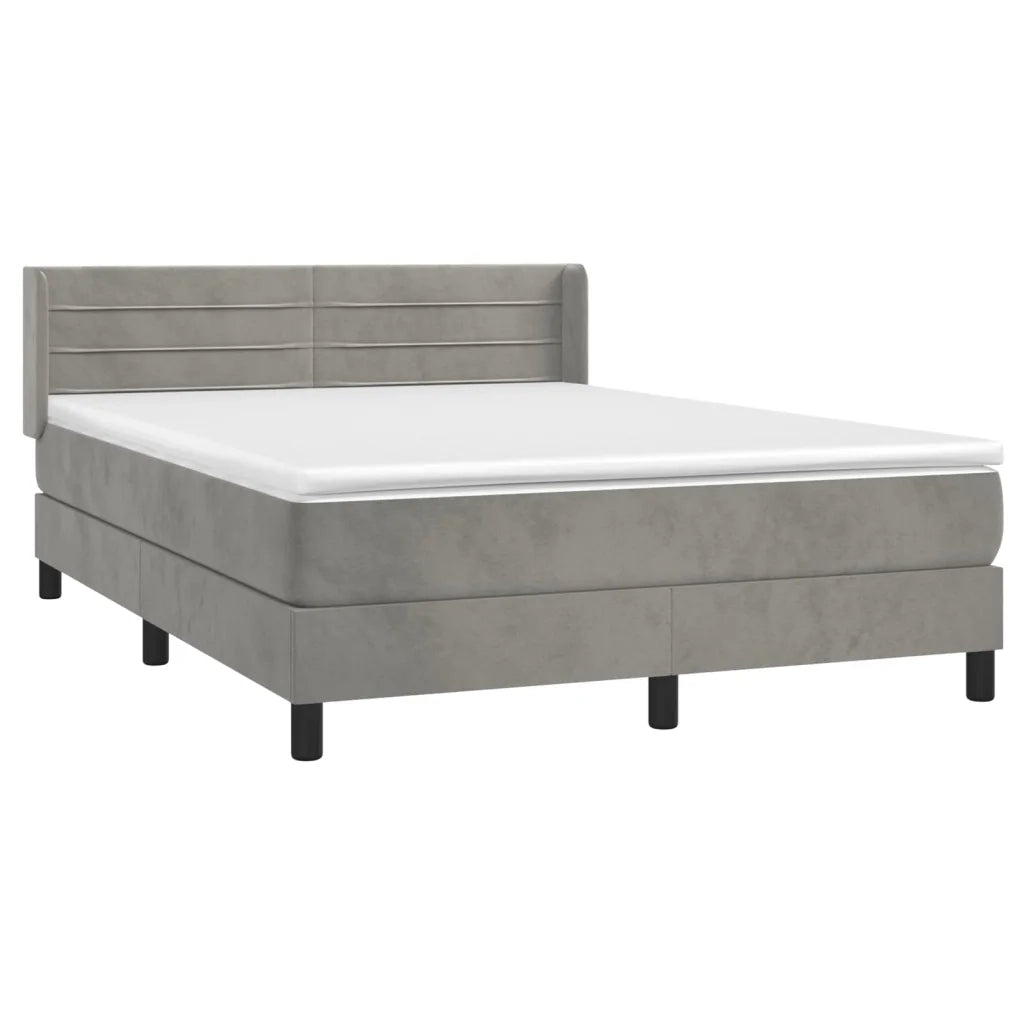 Giroletto a Molle con Materasso Grigio Chiaro 140x200cm Velluto 3131021