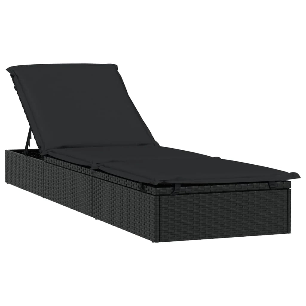 Lettino prendisole con tavolo resina intrecciata nera 02_0012207