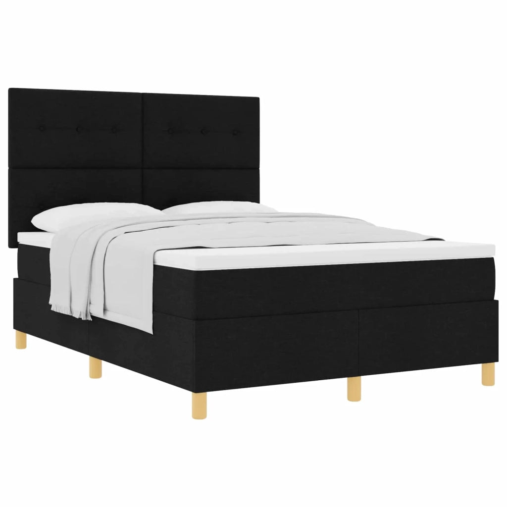 Letto a molle con materasso Nero 140 x 190 cm Tessuto