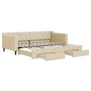 Divano letto | Sof¨¤ letto | Letto singolo Estraibile con Cassetti Crema 90x200 cm in Tessuto