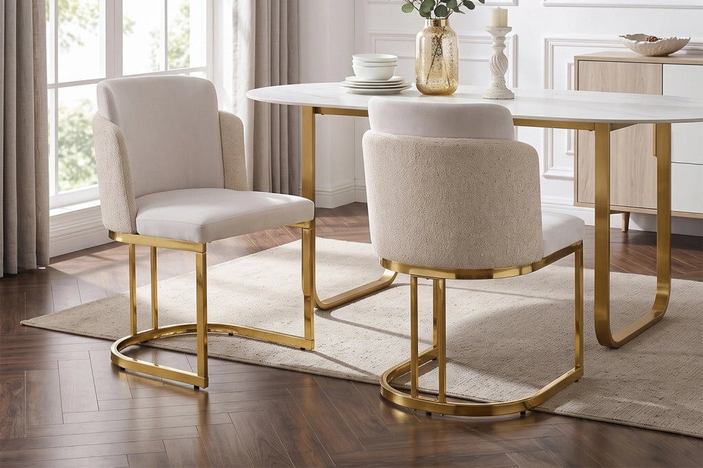 SEDIA da pranzo Set da 6 pezzi 61,5x53,5x86 cm Chenille Beige/Oro