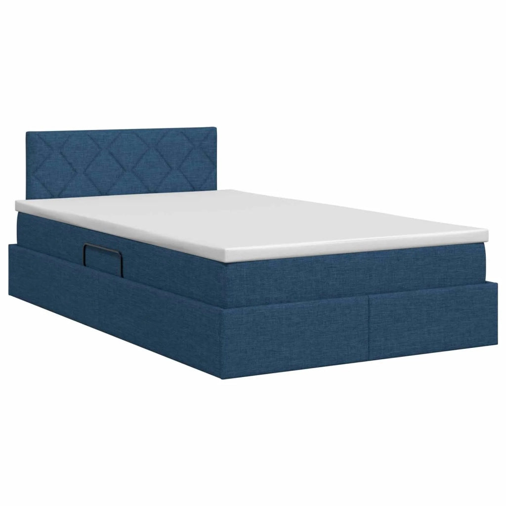 Letto con contenitore e materasso con testiera Blu 120 x 200 cm 3458681