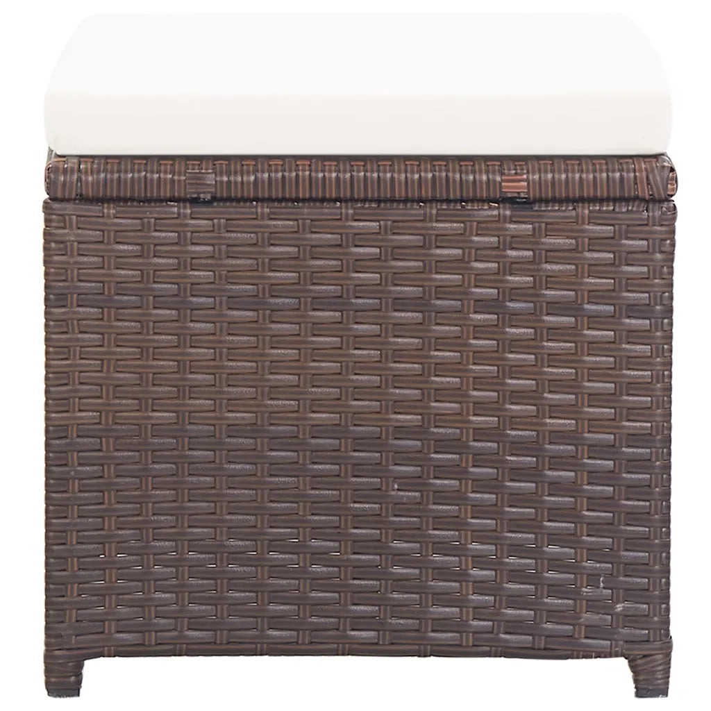 Sgabelli da Giardino 2 pz con Cuscini in Polyrattan Marrone 46417