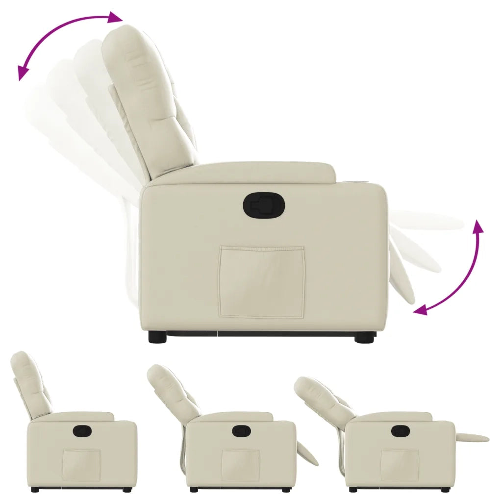 Poltrona | Sedia Relax Alzapersona Reclinabile Crema in Similpelle