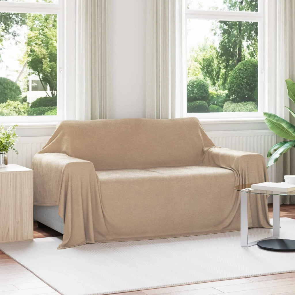 Coperte da Pile 6 pz Cammello 280 x 210 cm Panno