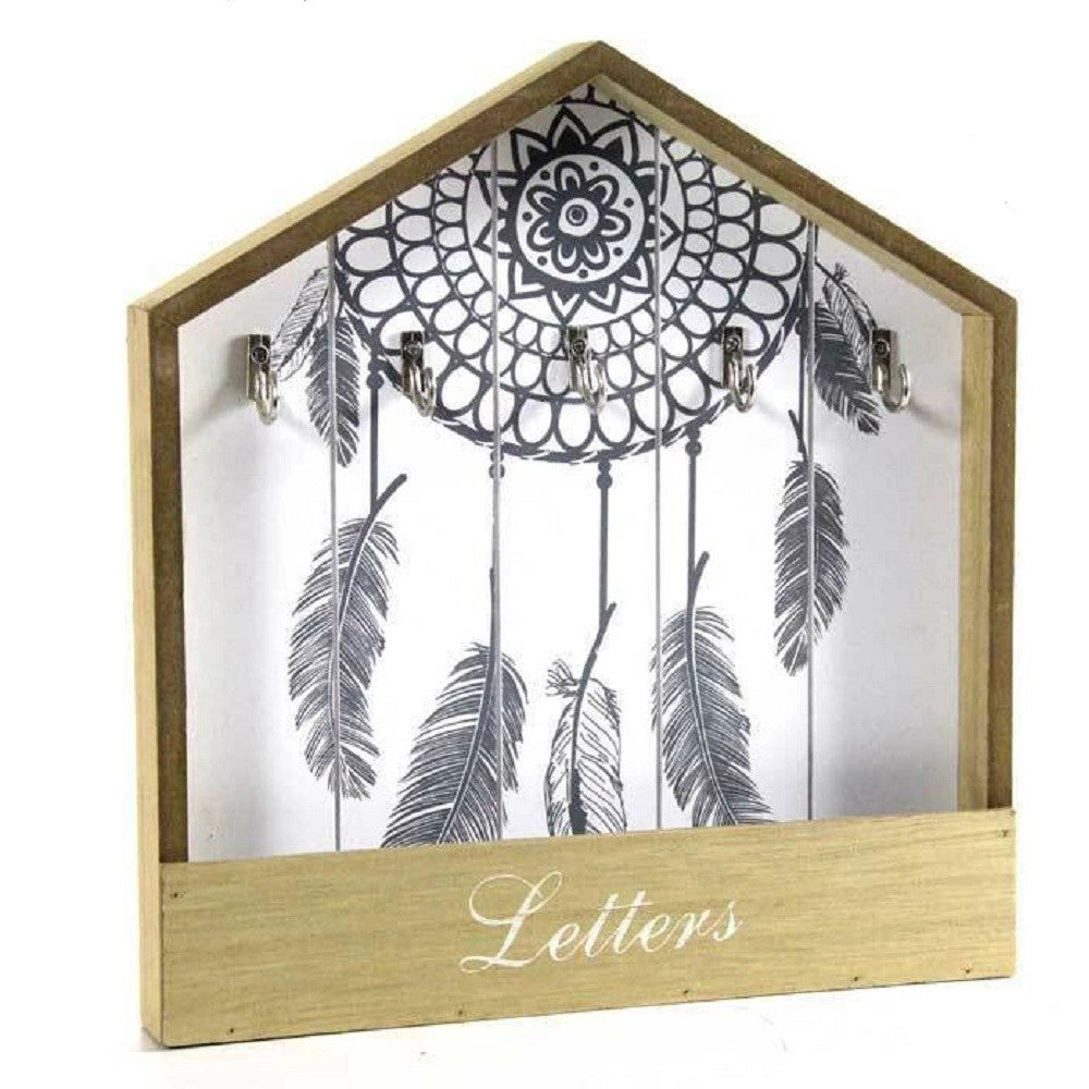 Trade Shop - Portachiavi Lettere Appendino Legno Cassetta 27x3x30cm Indian Shabby Chic 765858 -