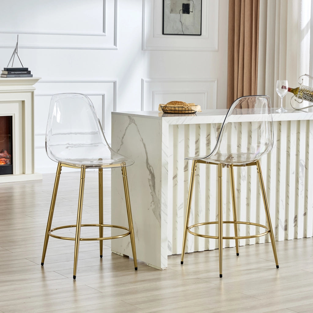 Sgabelli da bar trasparenti set da 2 102 cm oro in metallo per cucina open space