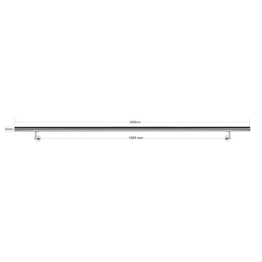 Kit corrimano a parete da 200 cm per scale acciaio raffinato 16_0000709