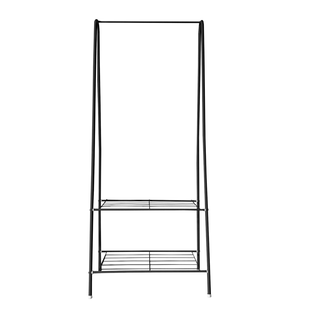 Appendiabiti ad angolo premium in metallo con asino Nyana Home 151x60x34 cm, 1 ripiano sospeso, 1 ripiano inferiore Nero.