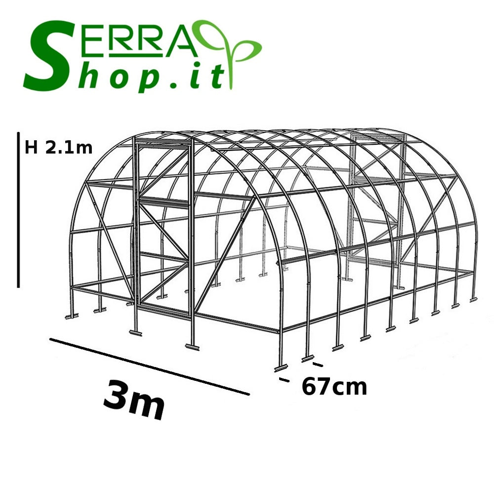 Serra Classic 3x4m con copertura policarbonato alveolare 6mm