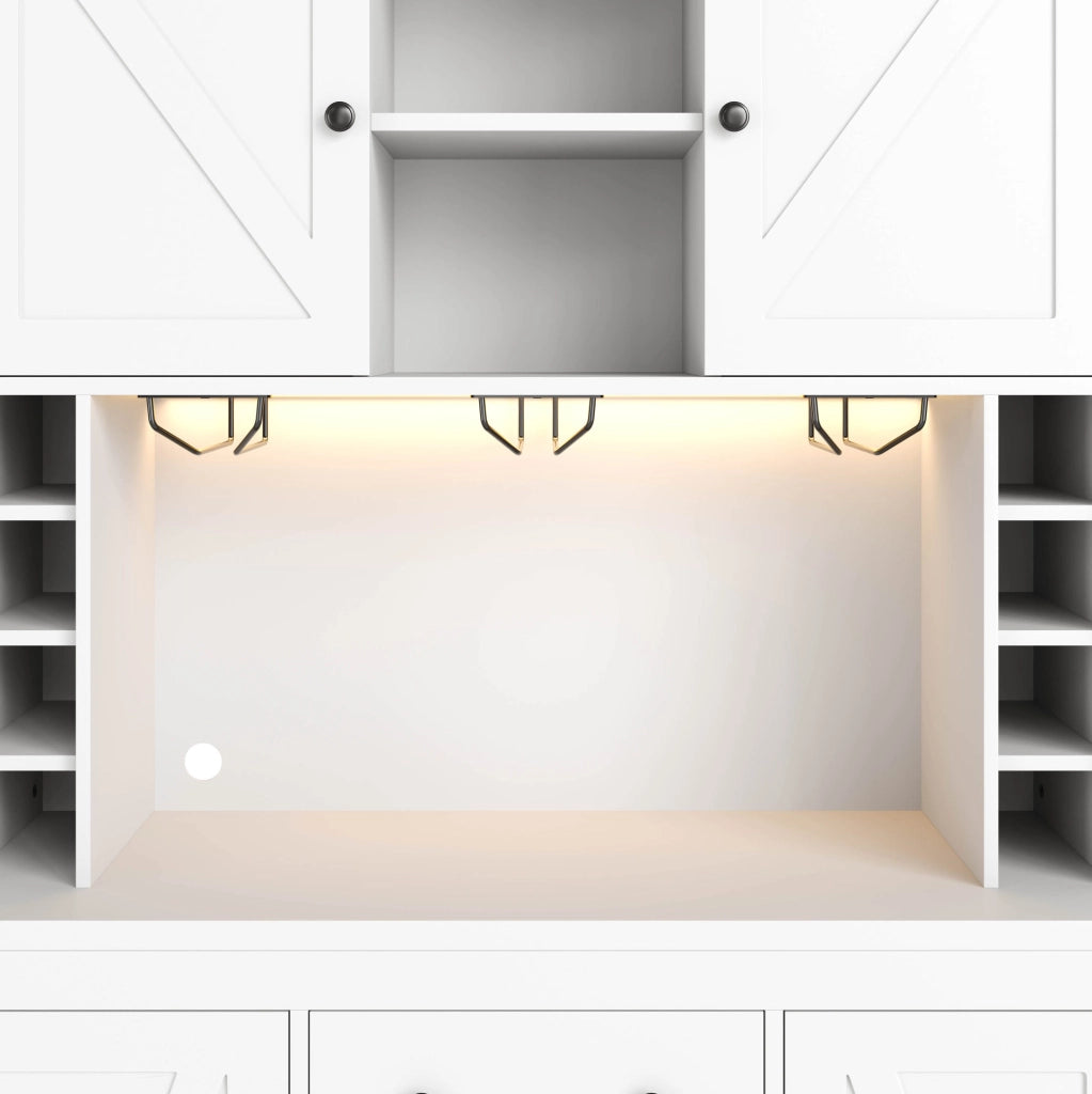 Buffet cucina con LED controllato da app; prese integrate; 180 x 105 x 40 cm; bianco