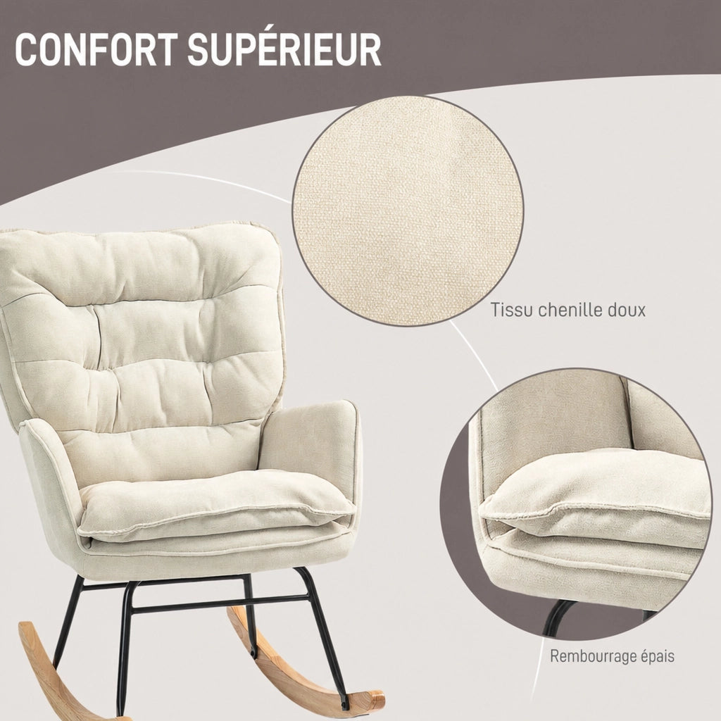 POLTRONA A DONDOLO 71x98,5x97 cm Beige in poliestere