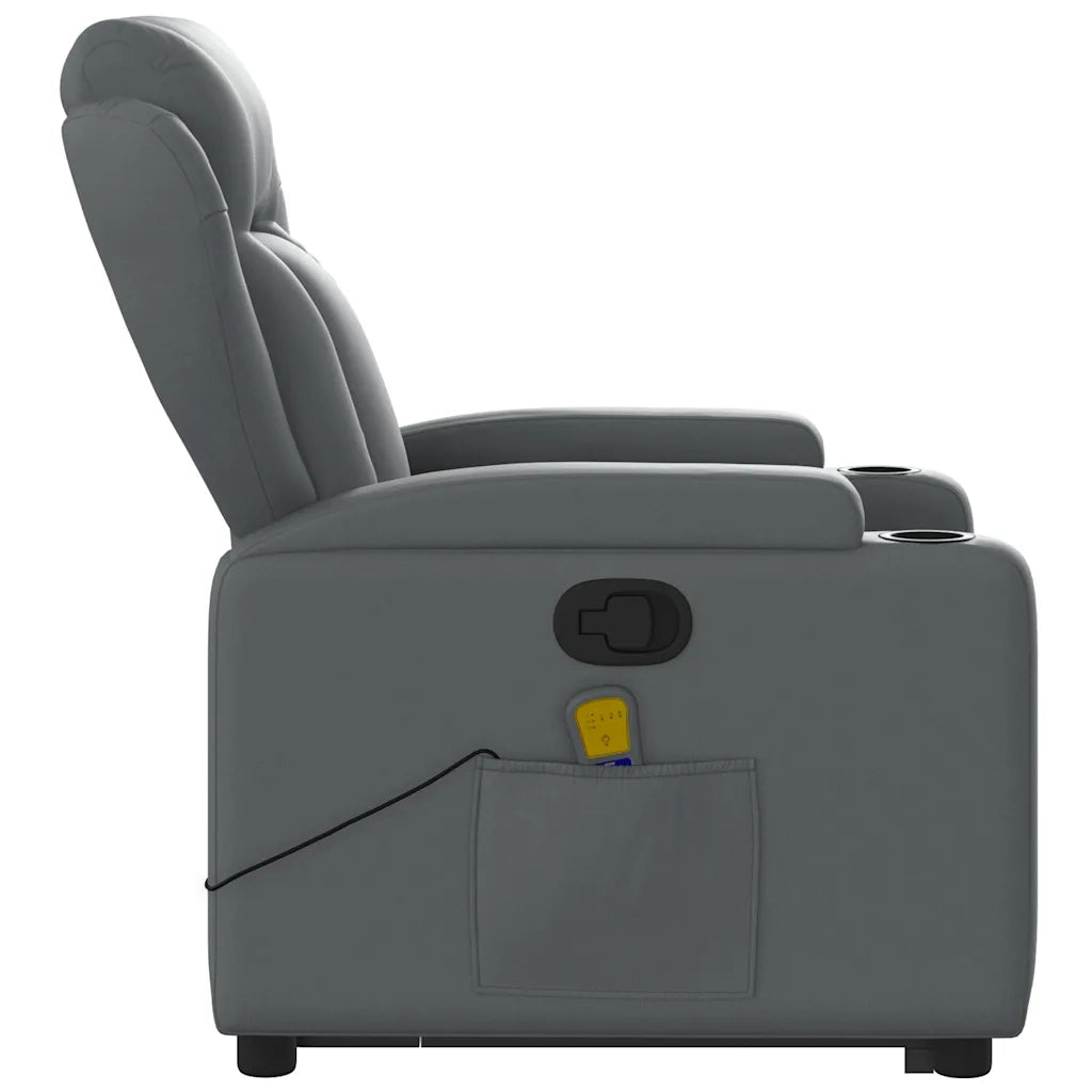 Poltrona Alzapersona Reclinabile Massaggio Grigio Similpelle 3204554
