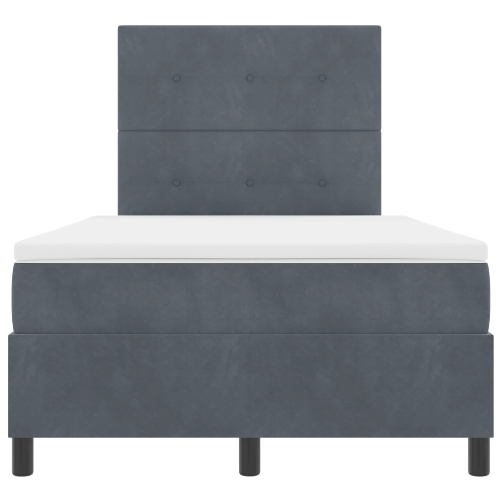 Letto con Rete A Molla e Materasso Grigio Scuro Piccolo Doppio Velluto