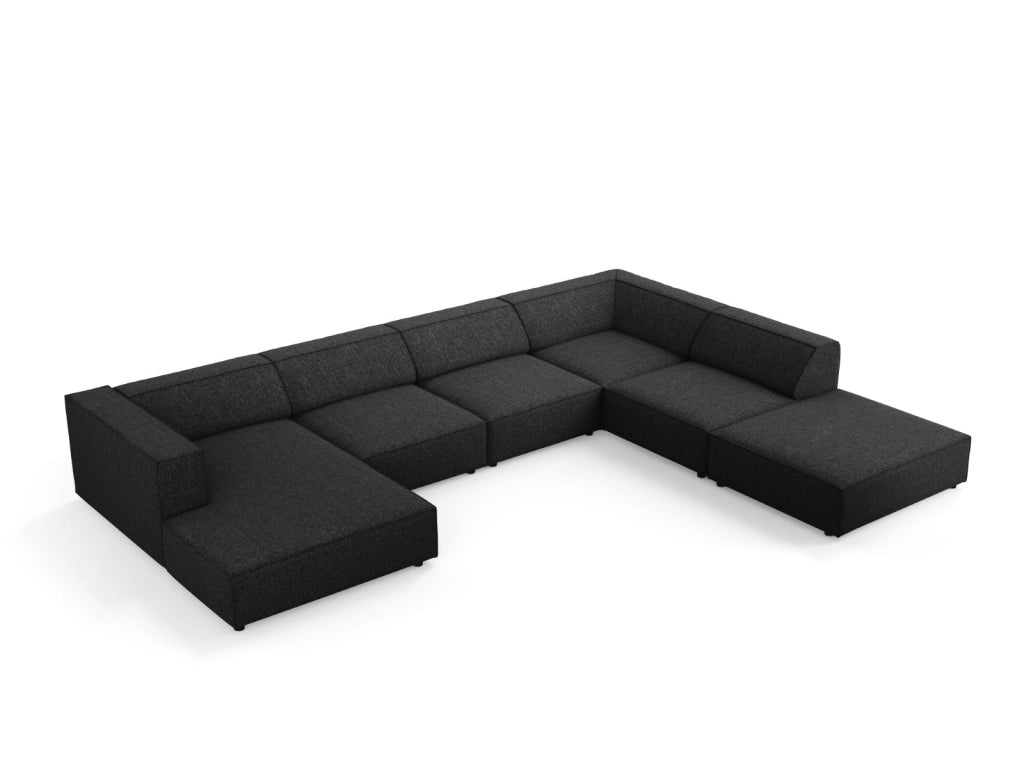 Cosmopolitan Design - Divano panoramico destro "Arendal" 7 posti in ciniglia nero 