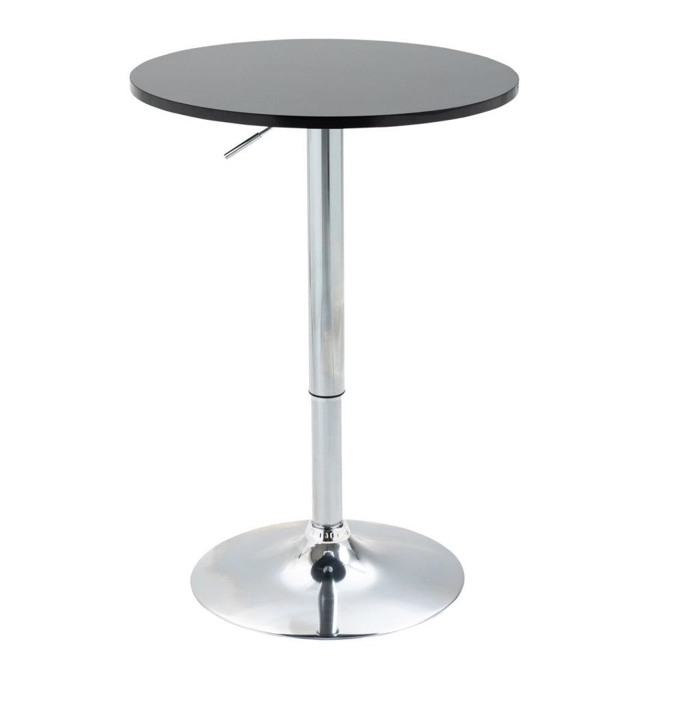 Tavolo alto rotondo ?61x70-90 cm girevole e regolabile in MDF e metallo nero