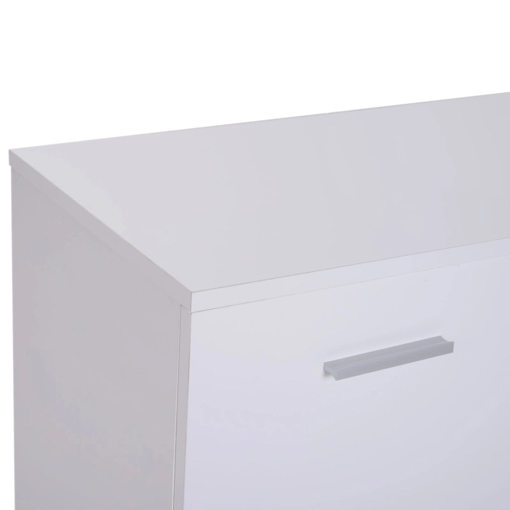 Armadietto con 3 Ante e 2 Cassetti in Legno Truciolato Bianco 106x35x76 cm
