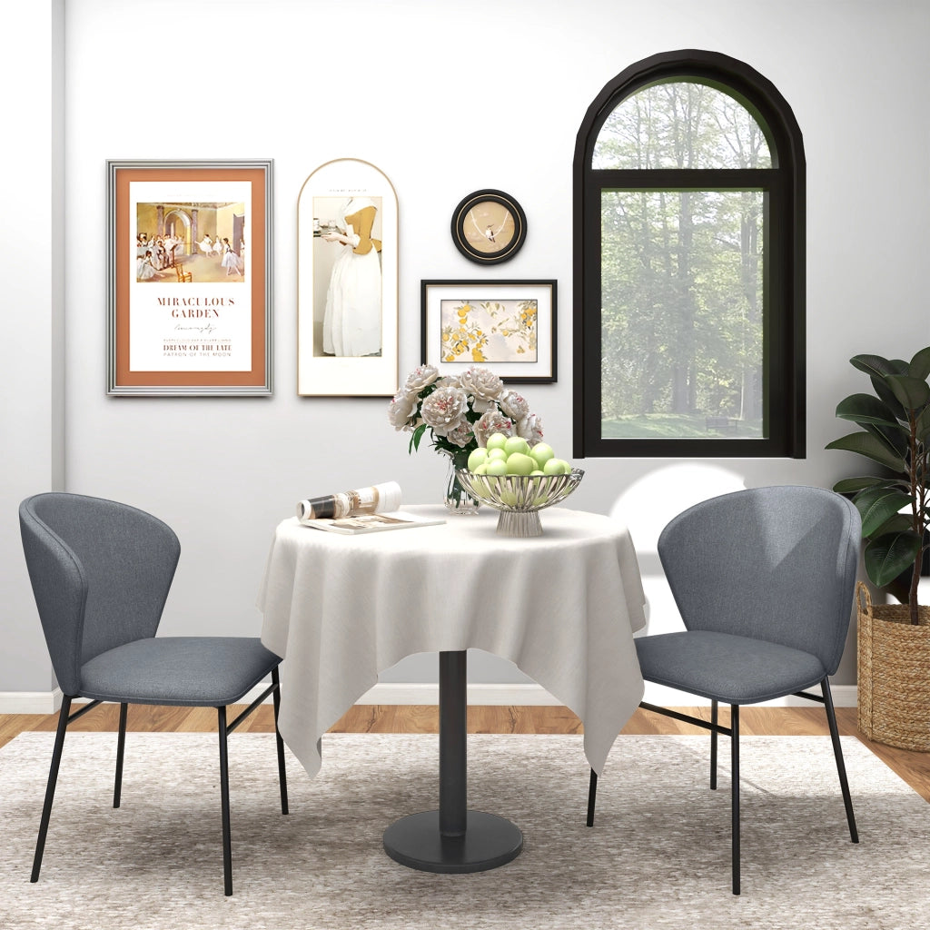 Set di 2 Sedie da Pranzo Imbottite in Tessuto ¨C Zephmum ¨C Grigio